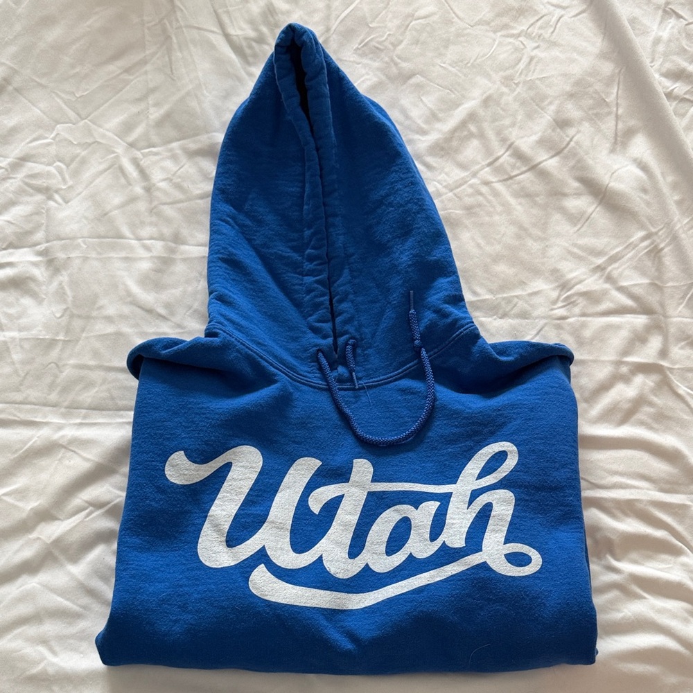Gildan Blue Hoodie with White Utah Print